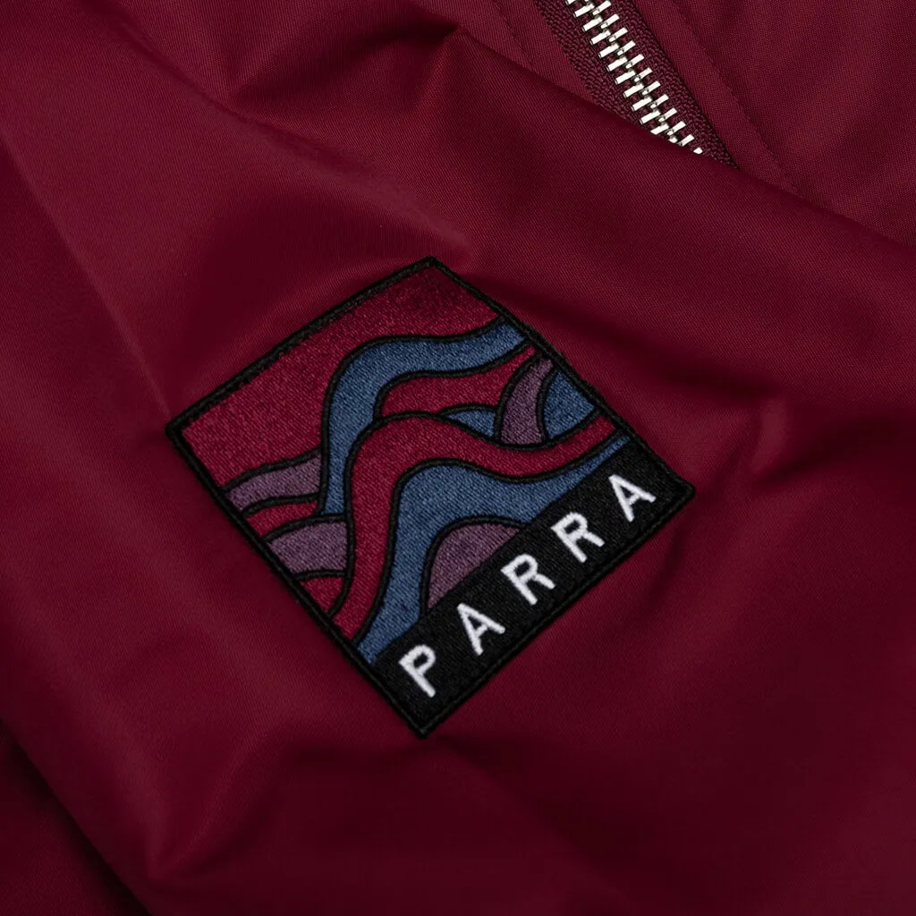 Stacked Pets Varsity Jacket - Deep Red