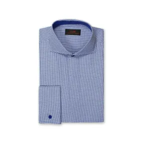 Steven Land Shark Tooth Blue/White Spread Collar Dress Shirt