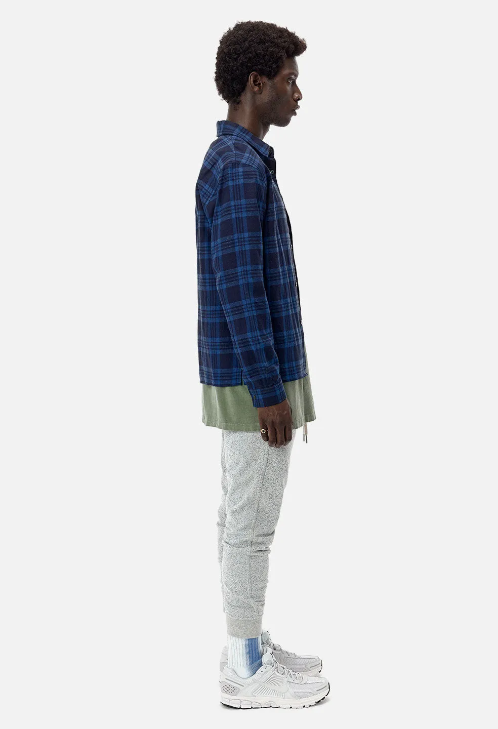 Straight Hem Shirt / Indigo Nep