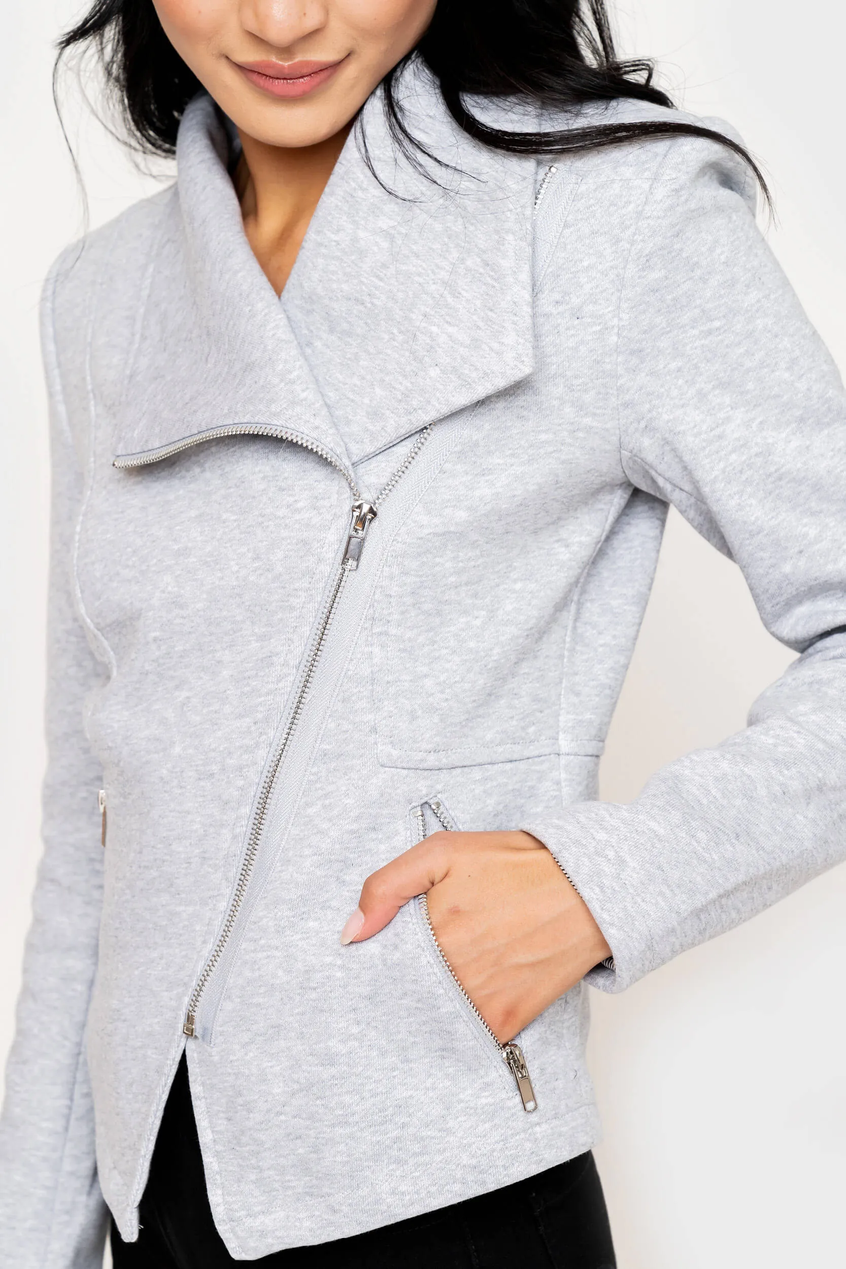 Stretch Knit Moto Jacket