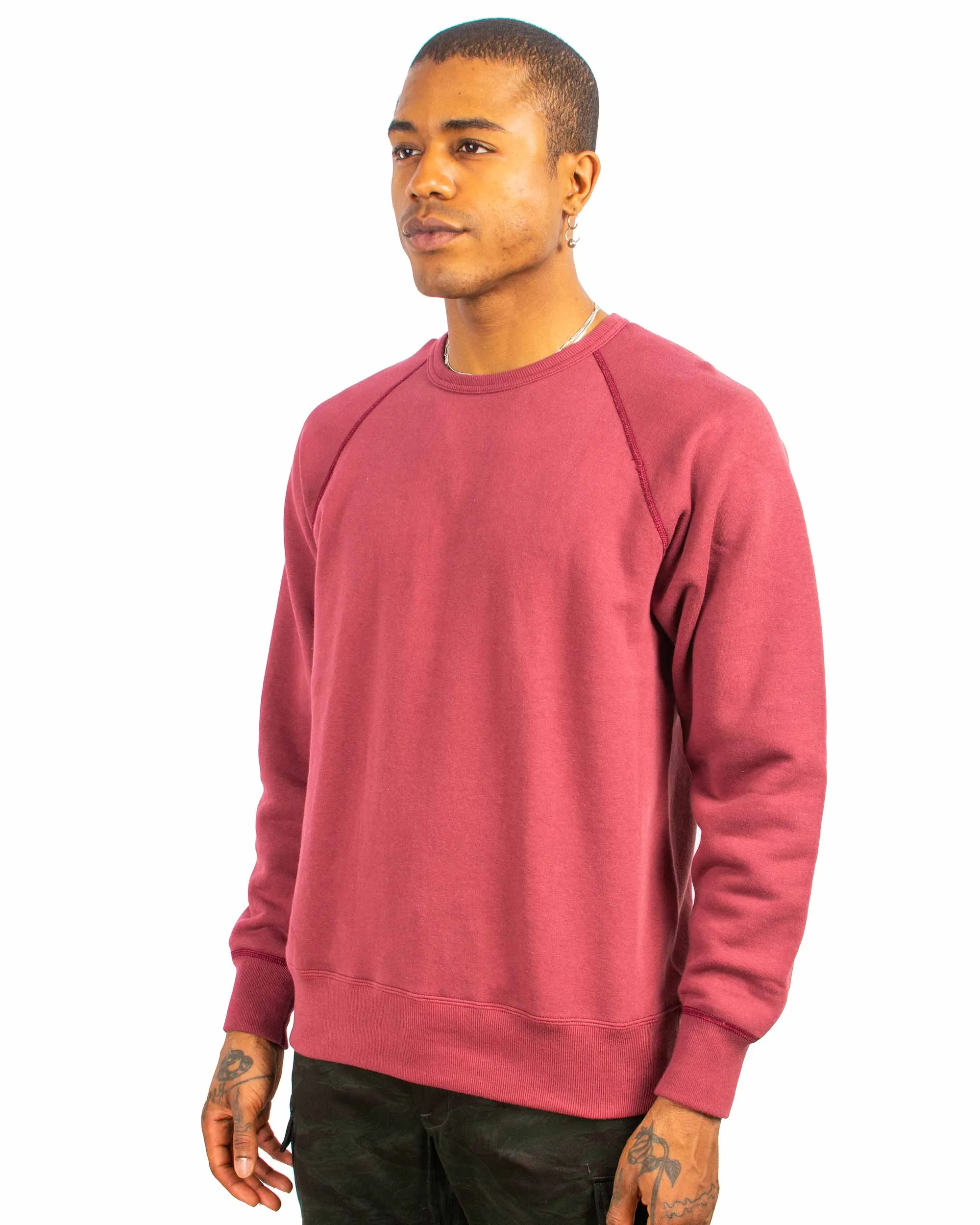 The Real McCoy's MC21018 9oz. Loopwheel Raglan Sleeve Sweatshirt Maroon