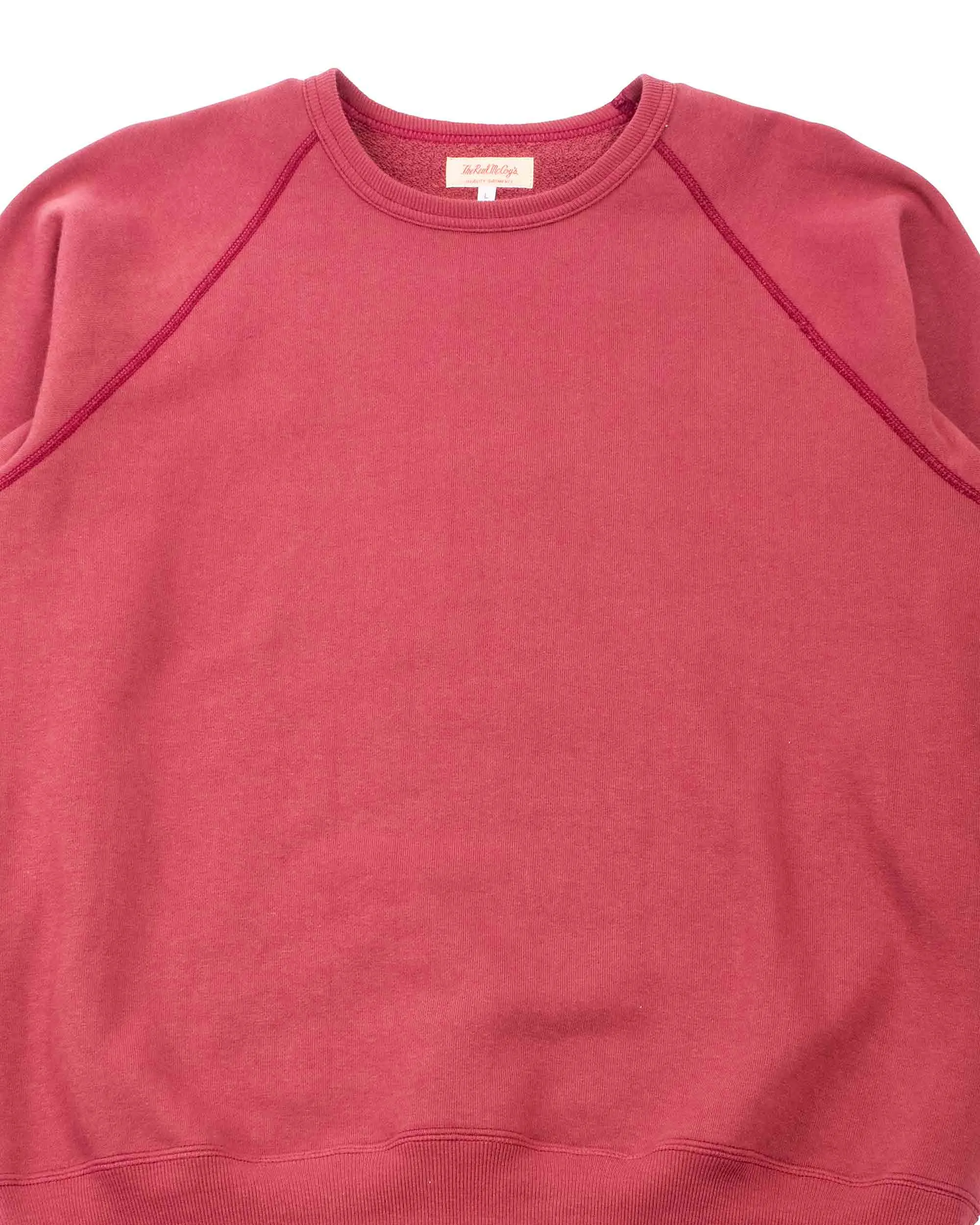 The Real McCoy's MC21018 9oz. Loopwheel Raglan Sleeve Sweatshirt Maroon