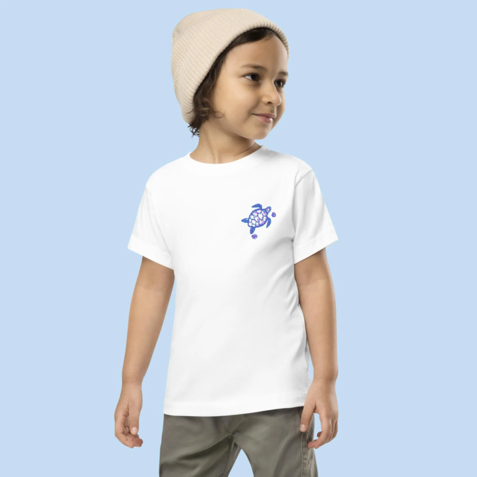 Toddlers embroidered Sea Turtle and Shells T-shirt