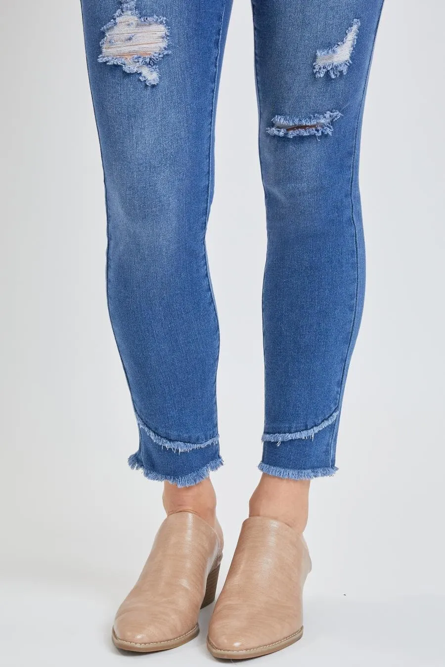 Women's High Rise Skinny Ankle Jean With Double Frayed Hem Sustainable