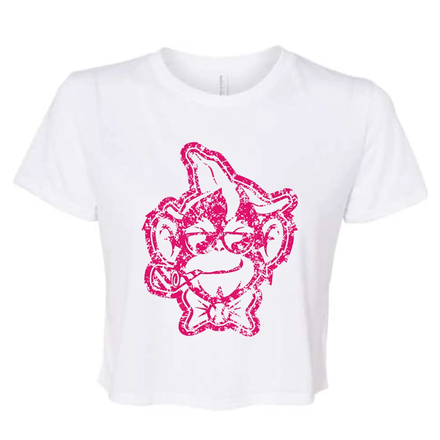 WOMEN'S Party Animals Short Sleeve Crop Tee - White