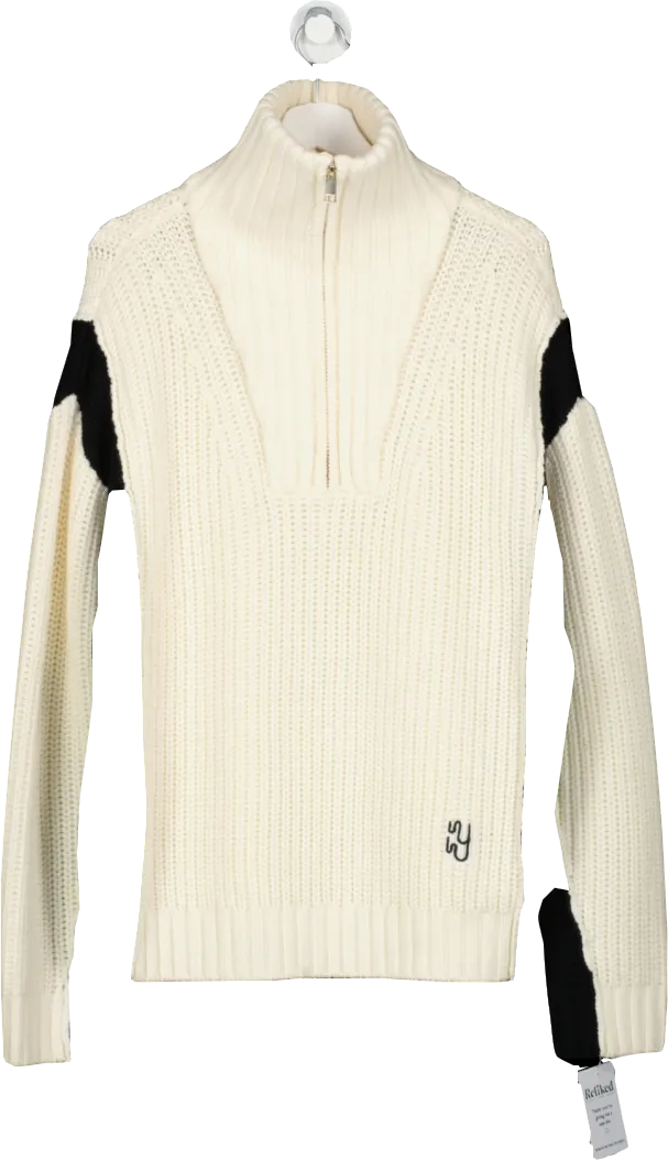 Yaitte Cream Hampton Chunky Zip-neck Sweater UK M